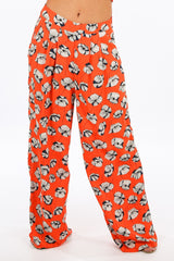 Orange Poppy Print Wide Leg Trouser