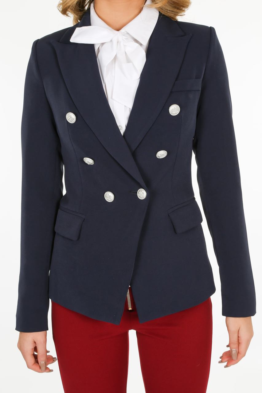 Navy Military Double Breasted Tailored Blazer
