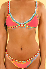 Coral Scuba Contrast Triangle Bikini