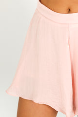 Pink Silky Pleat Front Shorts