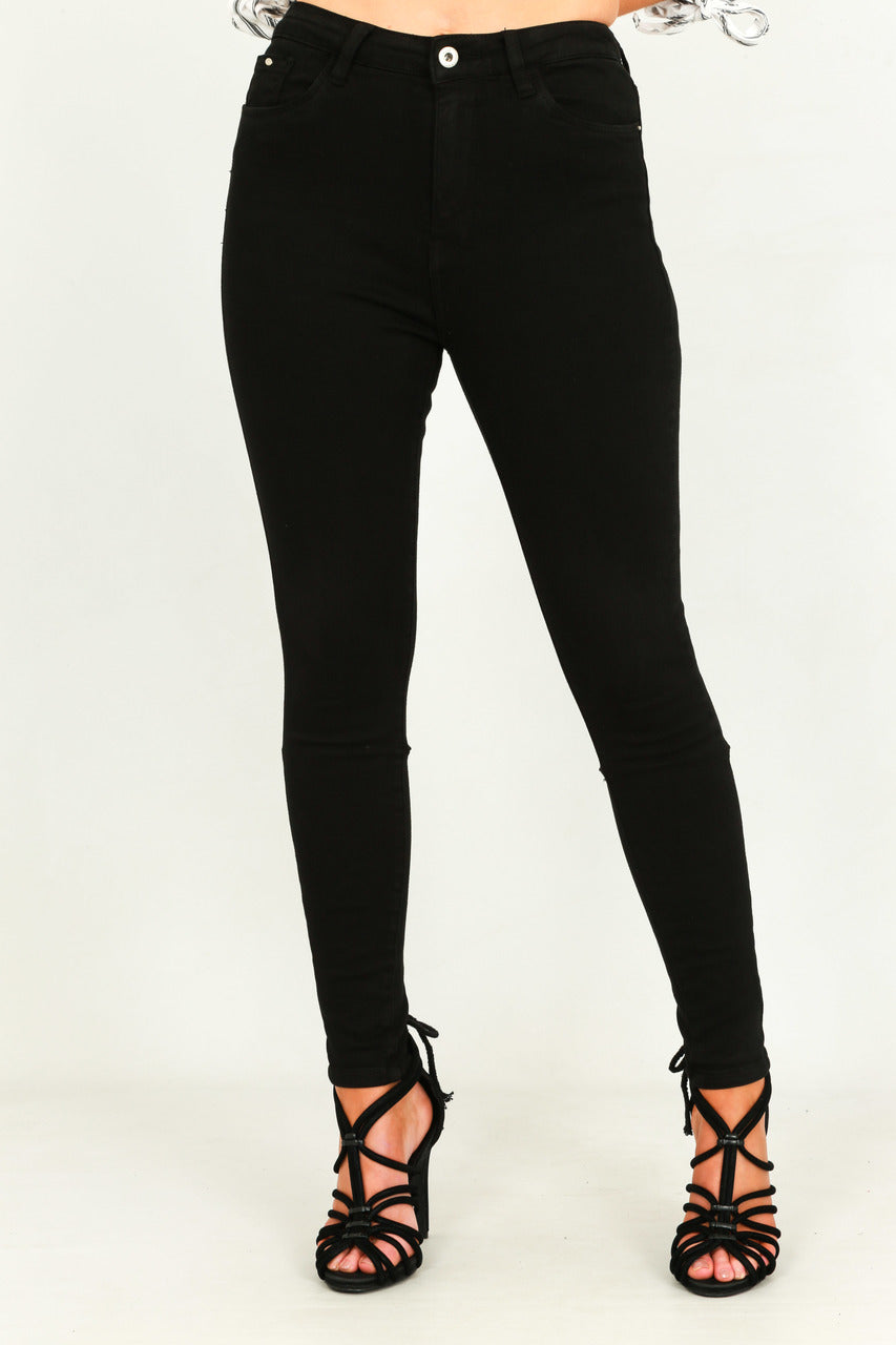Black Skinny Fit Jeans With Lace Up Detail