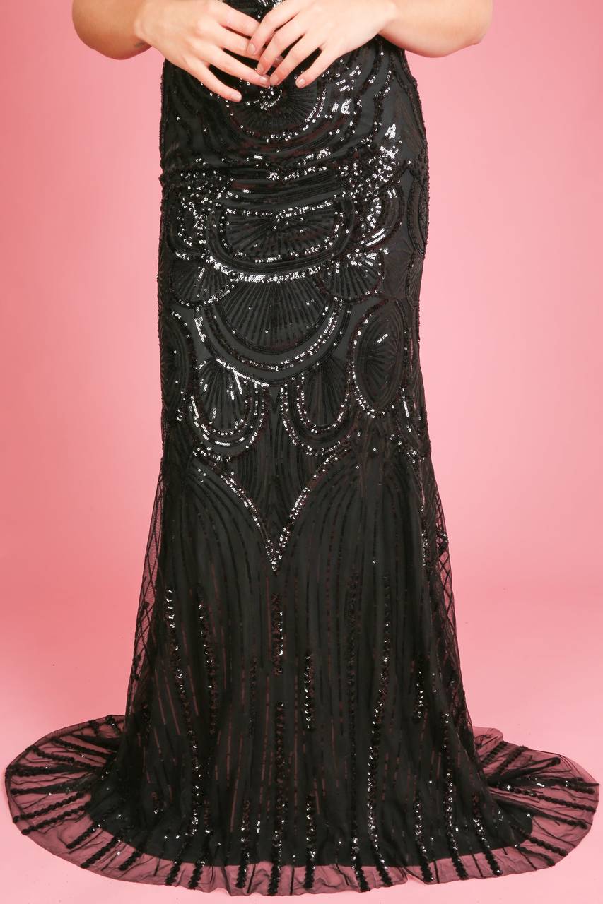 Black Premium Collection Sequin Fish Tail Maxi Dress