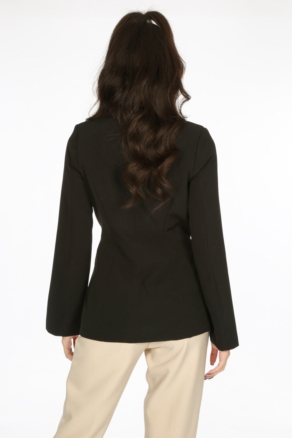 Black Tailored Blazer with Open Sleeve