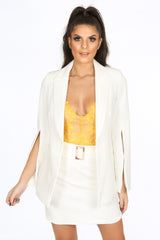 Tailored Blazer with Open Sleeve In White