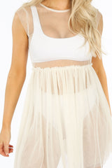 Cream Sheer Tulle Dress Cover-up