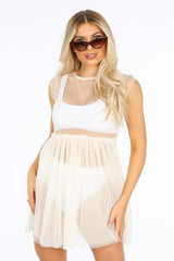 Cream Sheer Tulle Dress Cover-up