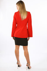 Red Tailored Blazer with Open Sleeve