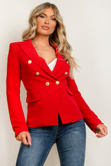 Red Double Breasted Tailored Blazer