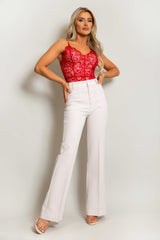 Red Contrast Lace Bodysuit