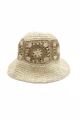 Light Beige Daisy Crochet Bucket Hat