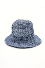 Blue Cut Out Crochet Look Bucket Hat