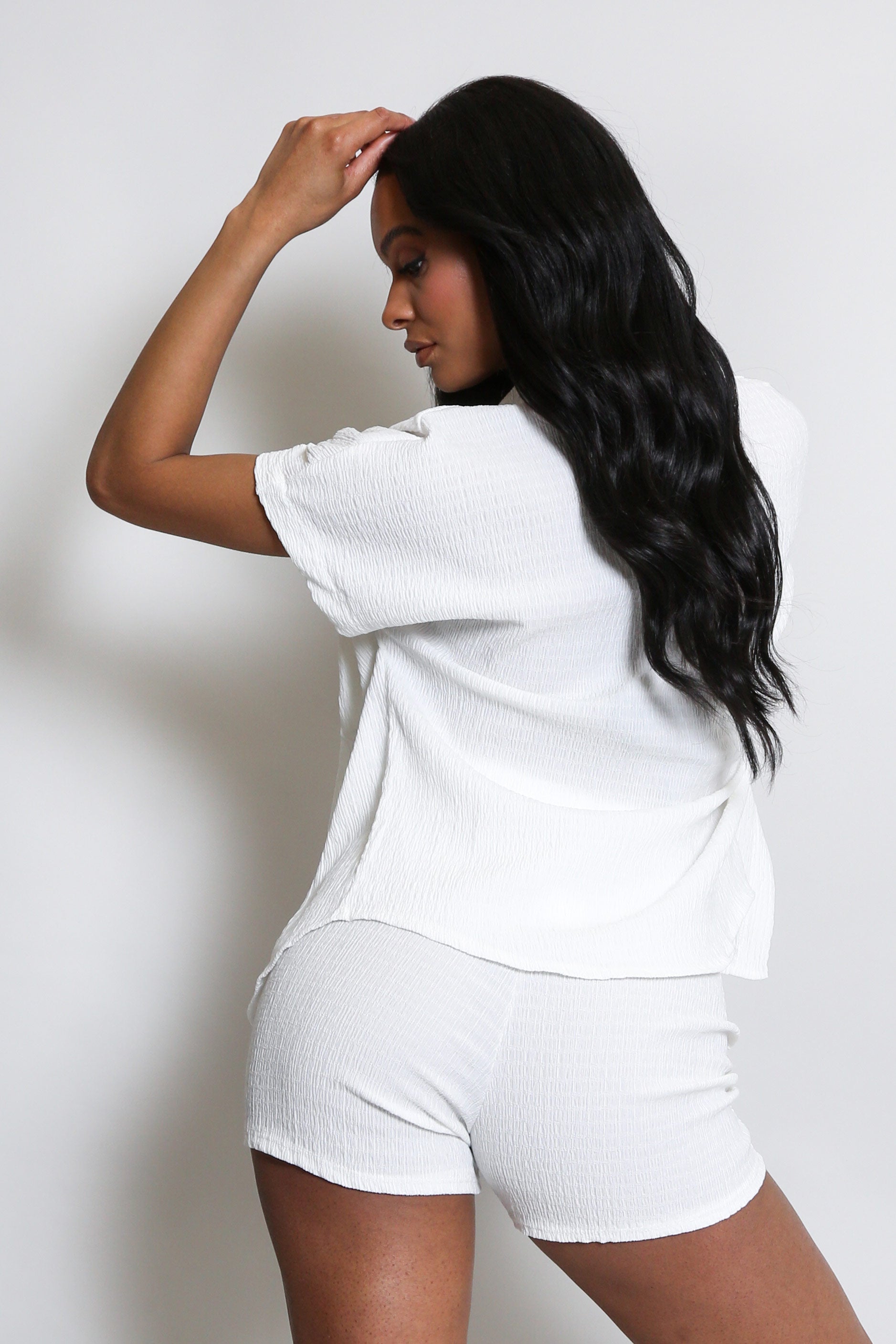 White Cheesecloth Short Sleeve Co-Ord