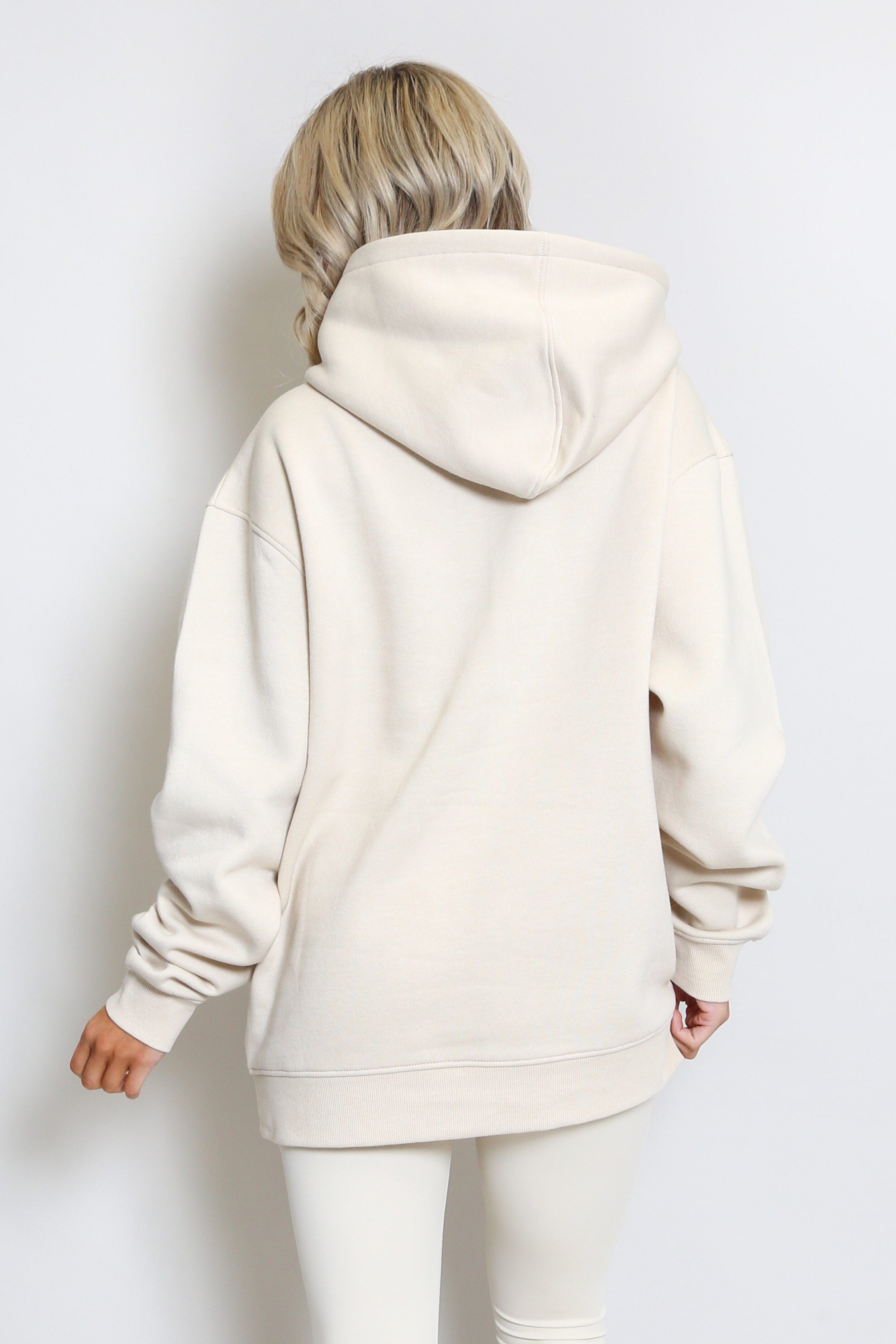 Iconic Athletics Slogan Relaxed Fit Hoodie In Beige