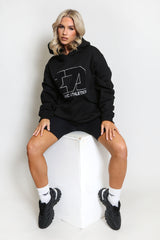 Iconic Athletics Slogan Relaxed Fit Hoodie In Black