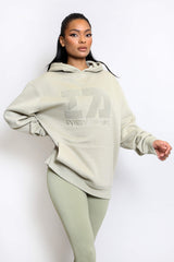 Iconic Athletics Slogan Relaxed Fit Hoodie In Sage Green