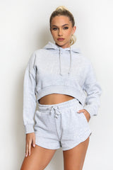 Namaste Cropped Sweatshirt And Shorts Set In Grey