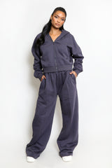 Oversized Wide Leg Joggers In Charcoal