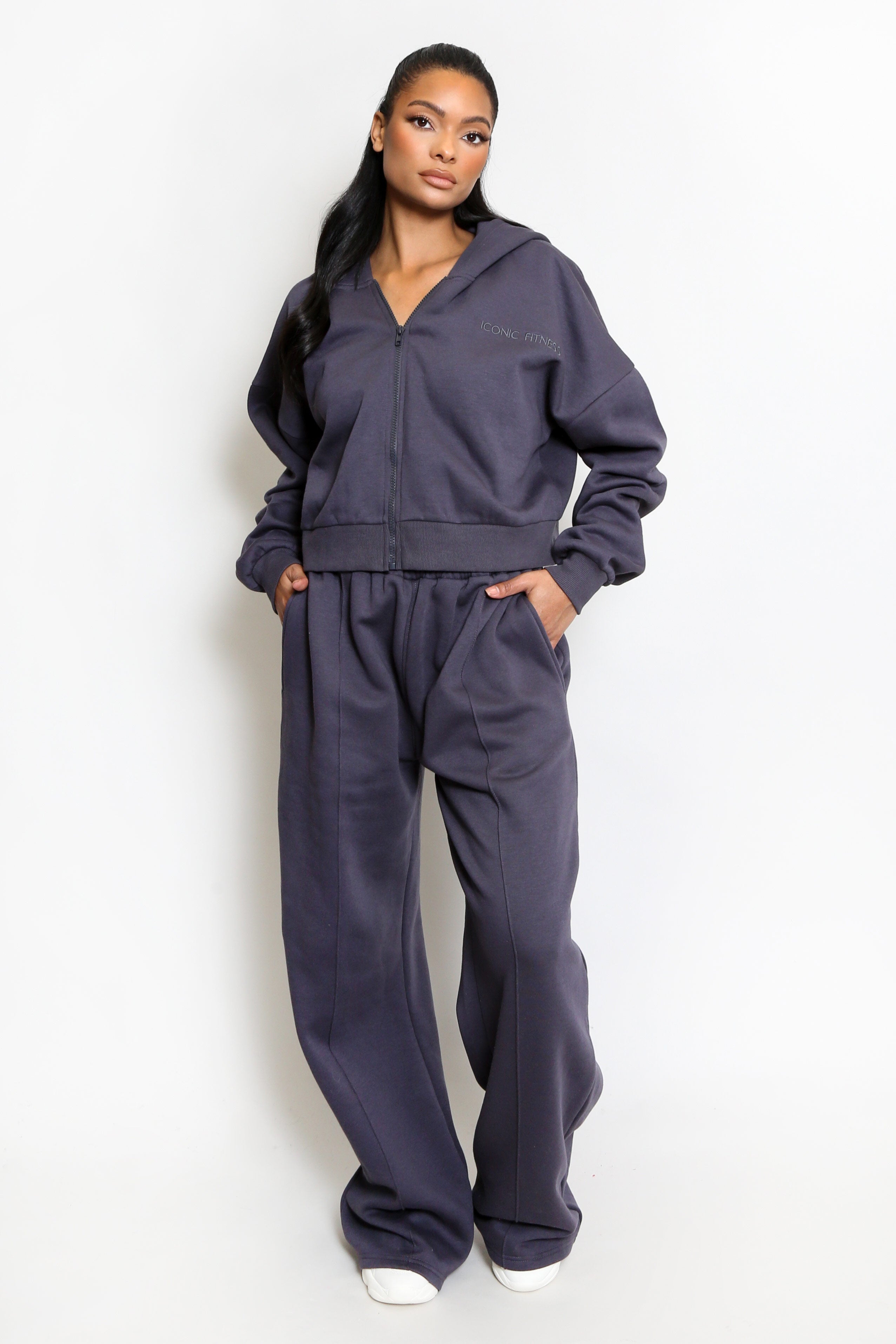Oversized Wide Leg Joggers In Charcoal