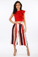 Navy & Red Stripe Tailored Culottes