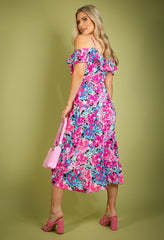 Rose Floral Midi Wrap Dress