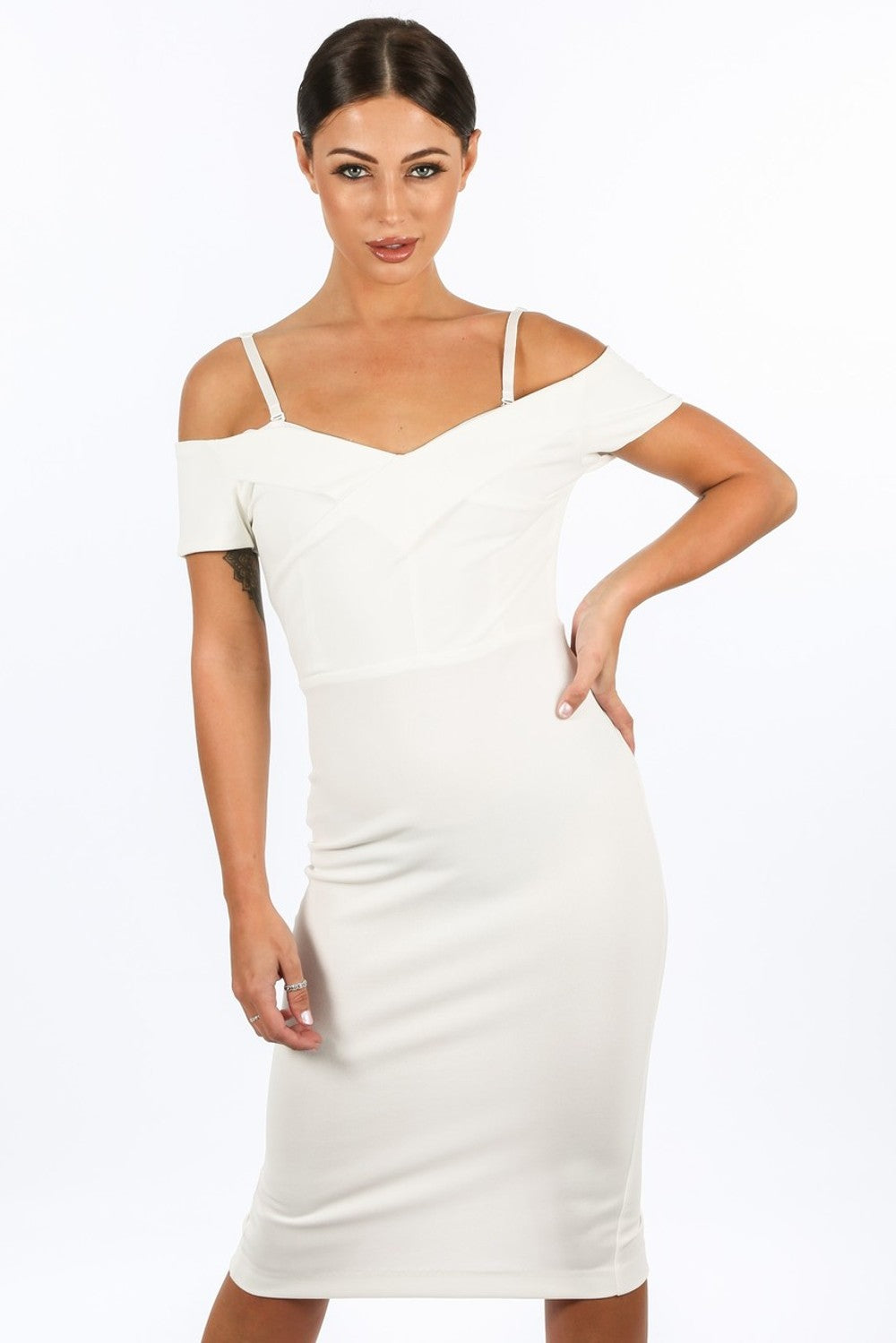 White Bardot Bodycon Dress