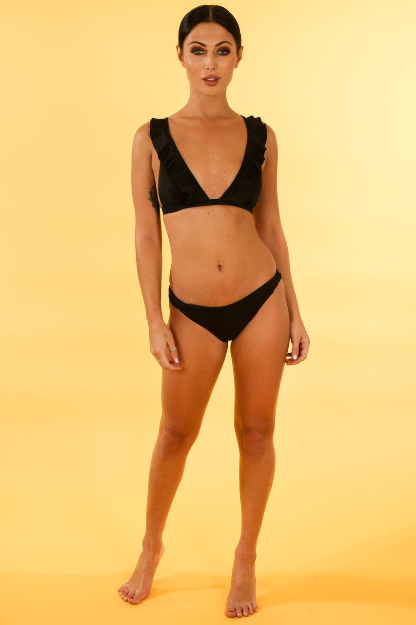 Black Frill Bikini Set