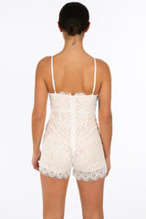 White Contrast Lace Playsuit