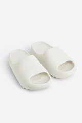 White Rubber Ribbed Sole Sliders