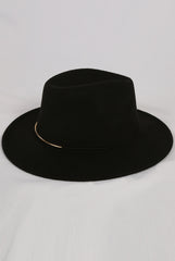 Black Bar Trim Felt Fedora Hat