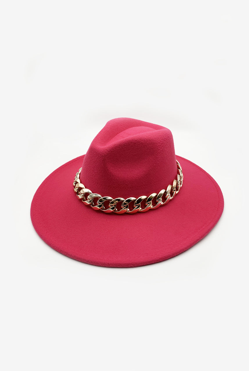 Fuchsia Chain Fedora Hat