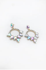 Silver Circular Diamante Embellished Earrings