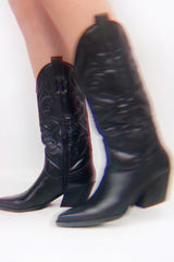 Black Western Embroidered Cowboy Boots