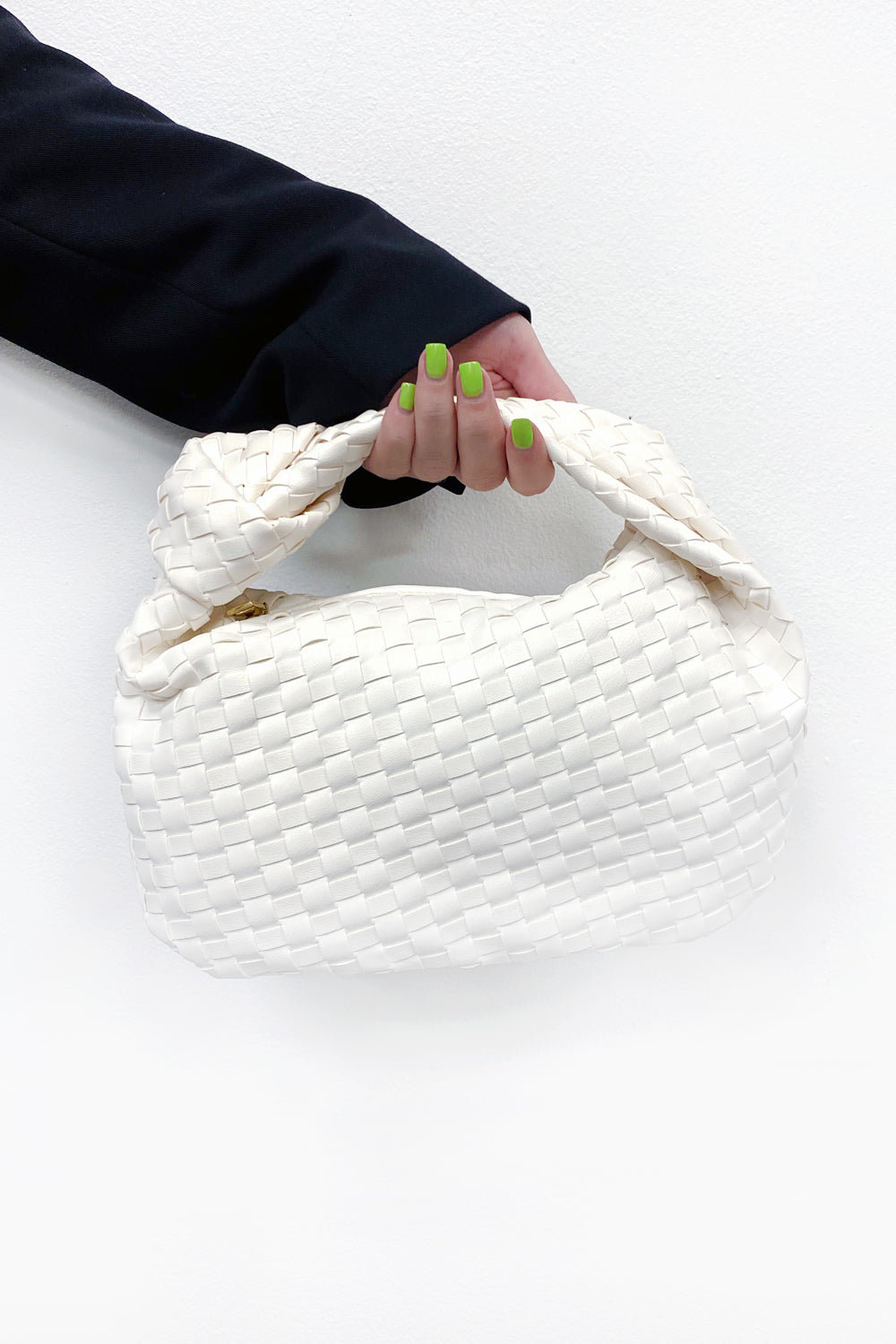 White Weave Knot Handbag