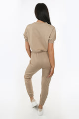 Taupe Cuff Sleeve Jogger Set