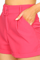 Fuchsia Tailored Shorts With Belt