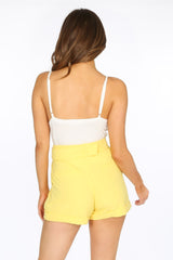 Yellow Tailored Shorts With Belt
