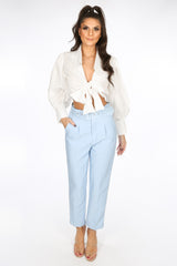 Light Blue Belted Tailored Trouser