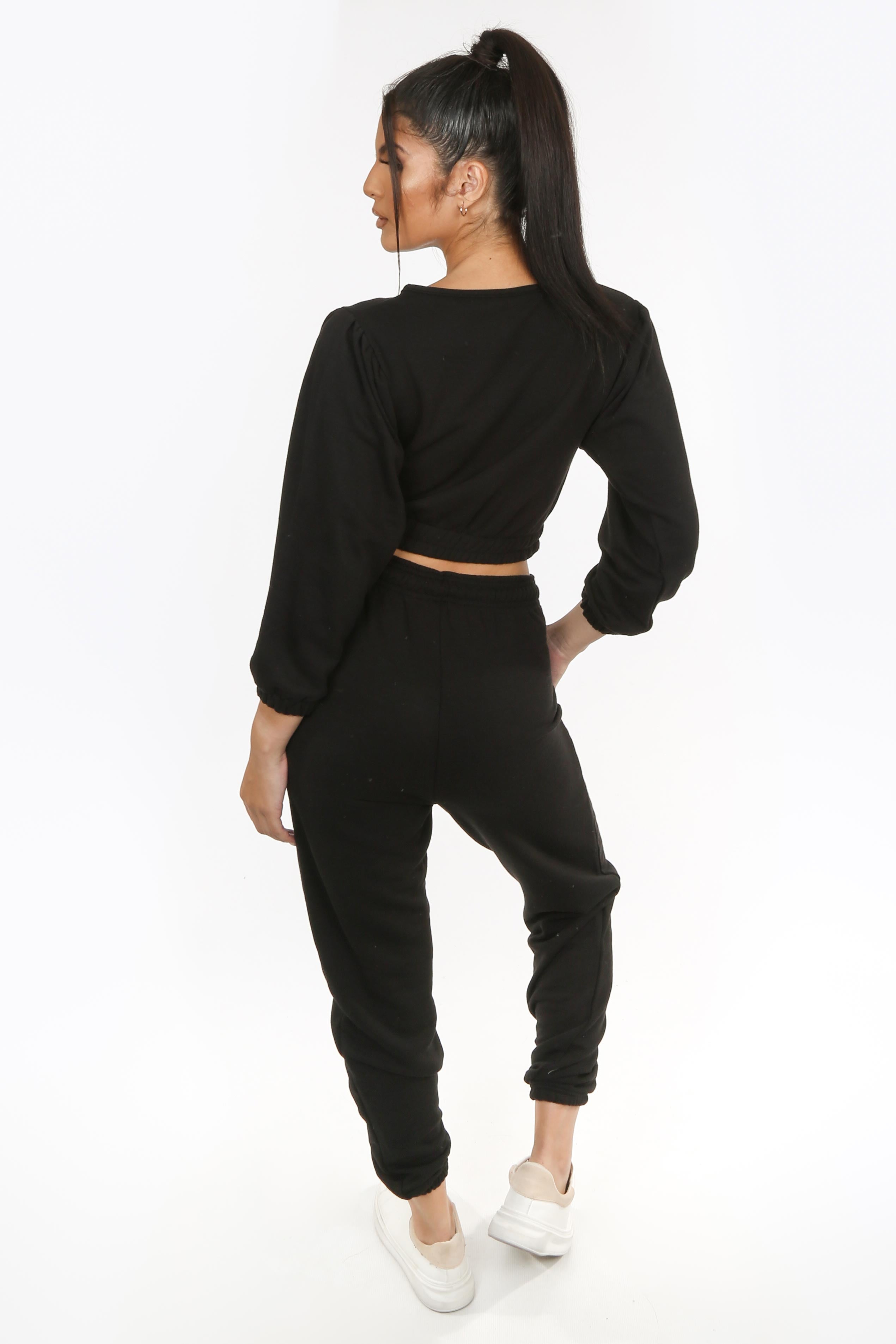 Black Long Sleeve Cropped Loungewear