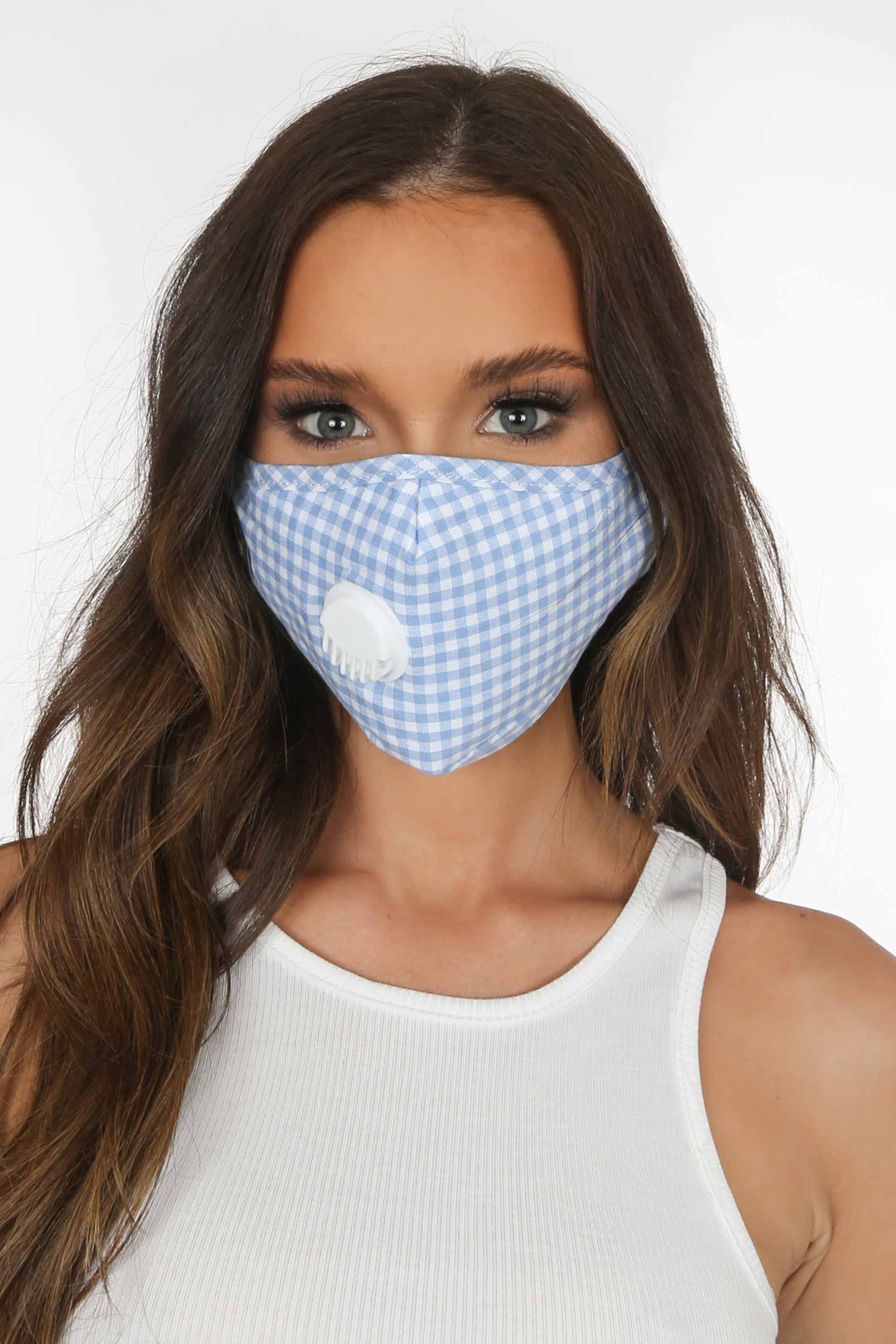 Baby Blue Check Air Purifying Face Mask