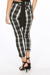 Black Check Trouser With Belt
