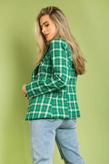 Green Checked Double Breasted Blazer