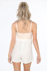 White Contrast Lace Tailored Playsuit