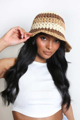 Brown Stripe Crochet Bucket Hat