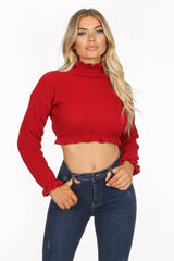 Red Frill Cropped Jumper