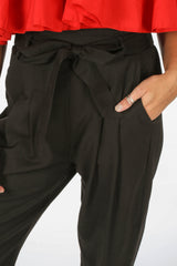 Black Cropped Paper Bag Trouser