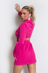 Pink Cut Out Tailored Blazer Dress