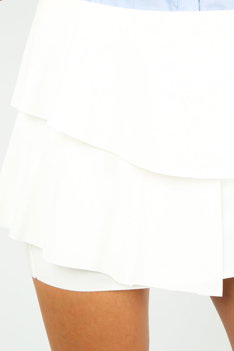 White Frill Mini Skirt