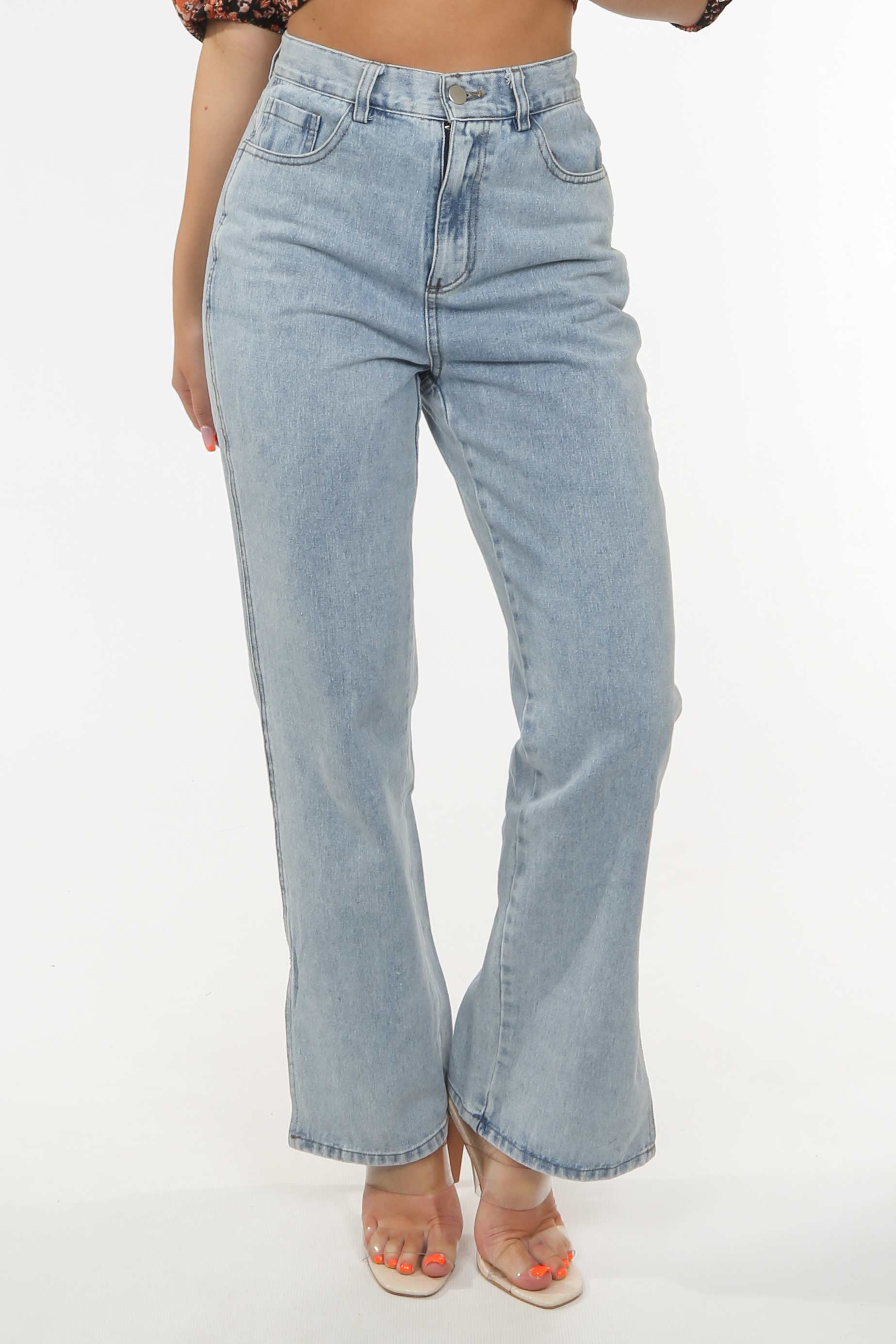 Vintage Wash Split Hem Jeans