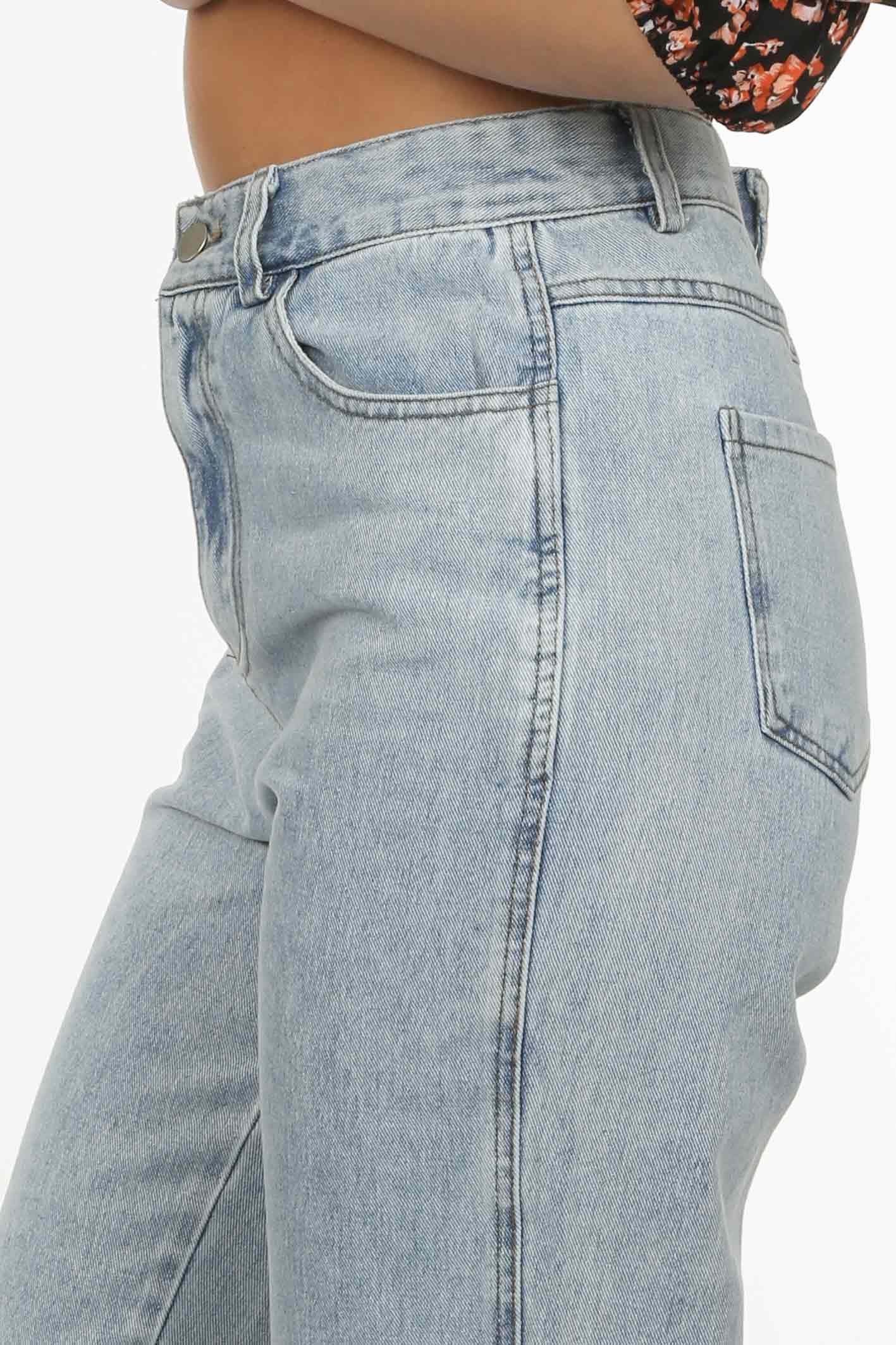 Vintage Wash Split Hem Jeans