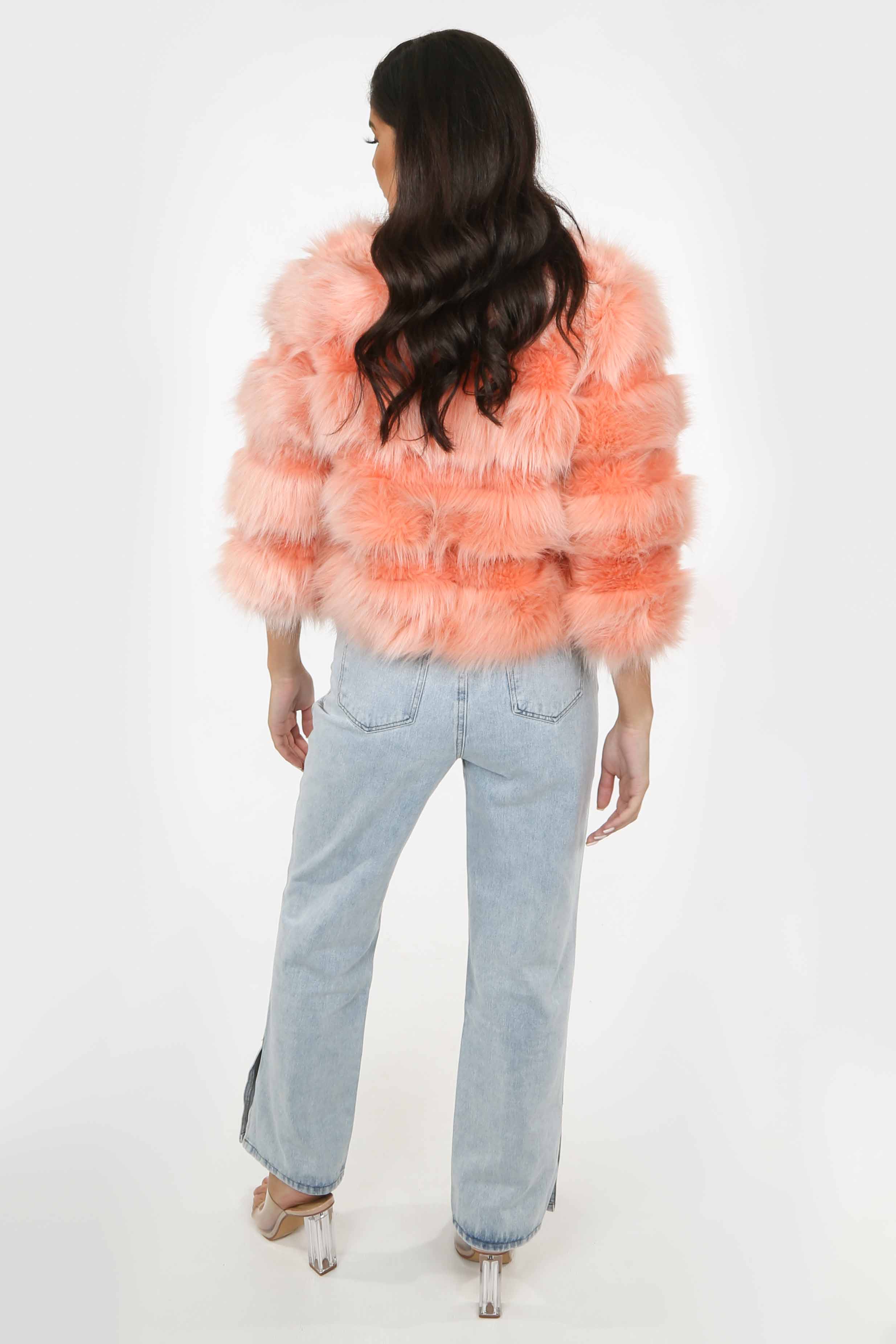 Rose Cropped Super Soft Faux Fur Jacket